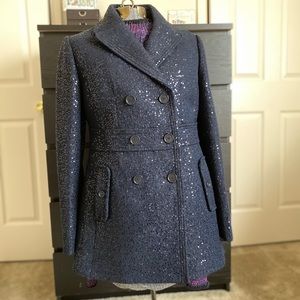 Women's Ann Taylor Loft Peacoat Navy Blue Sequins